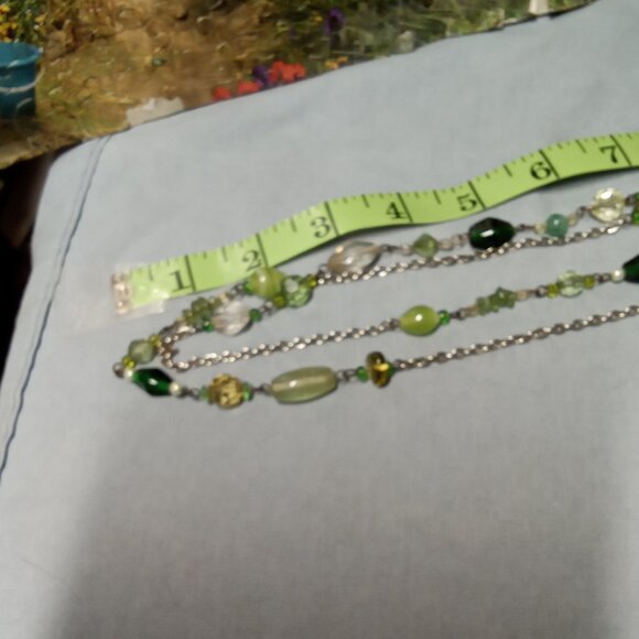 Vintage 36" Multi Green Beads Necklace - Picture 3 of 4